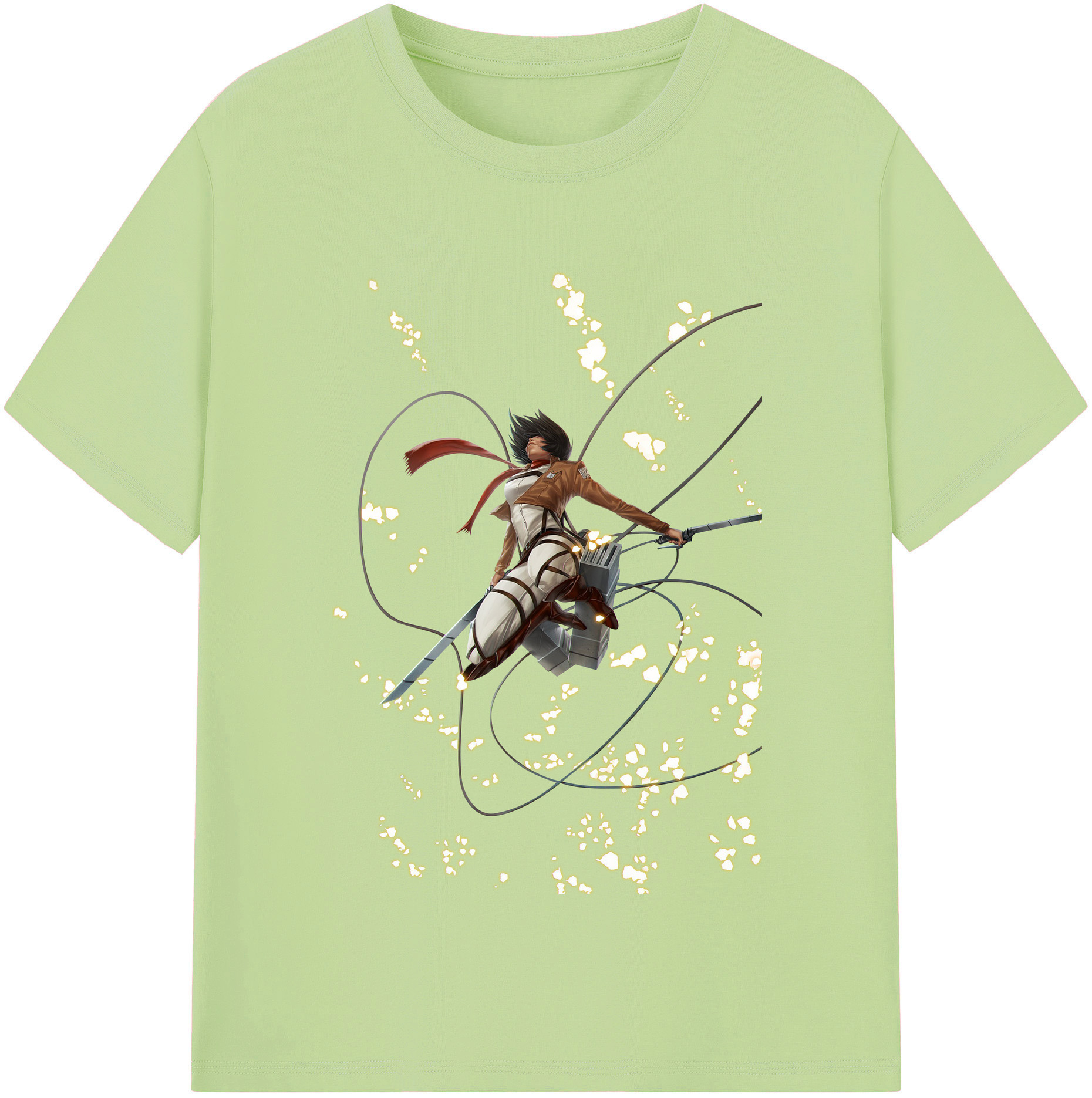 （画像用） 進撃の巨人 ミカサ·アッカーマン Attack on Titan Mikasa Ackerman 綿100％半袖Tシャツ（フロントプリント）